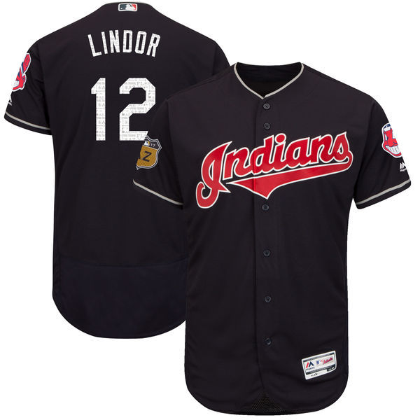 Francisco Lindor Majestic Cleveland Guardians navy Authentic jersey