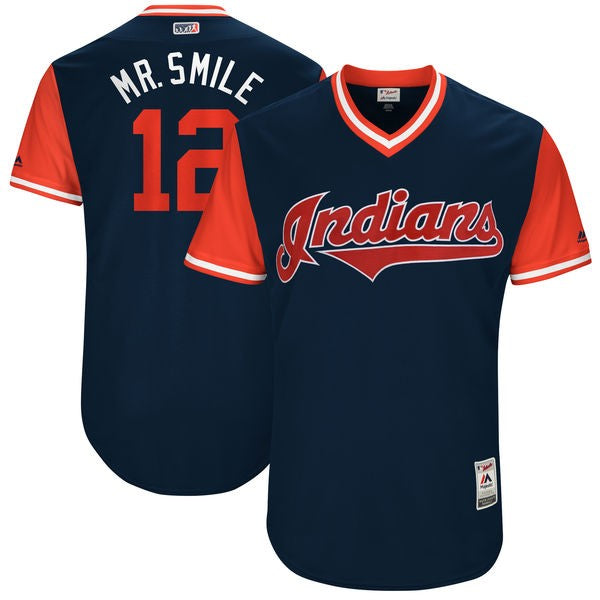 Francisco Lindor Cleveland Guardians navy-red jersey