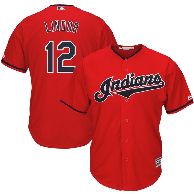 Francisco Lindor Mr Smile Cleveland Guardians red jersey