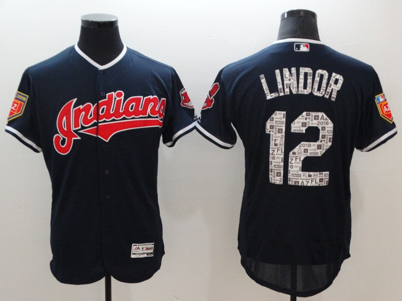 Francisco Lindor Cleveland Guardians navy jersey