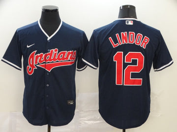 Francisco Lindor Cleveland Guardians navy jersey