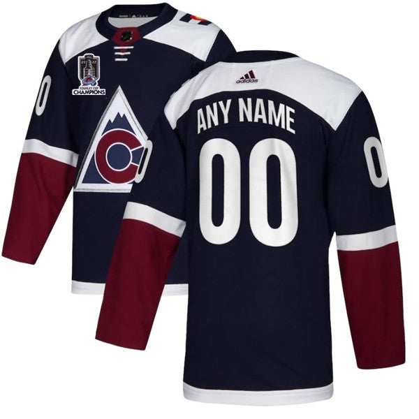 Custom Colorado Avalanche navy jersey