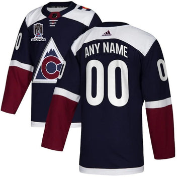 Custom Colorado Avalanche navy jersey