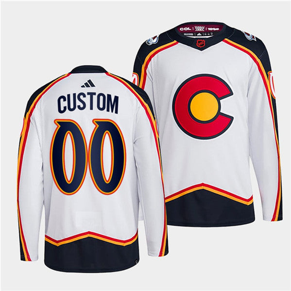 Custom Colorado Avalanche white Reverse Retro jersey