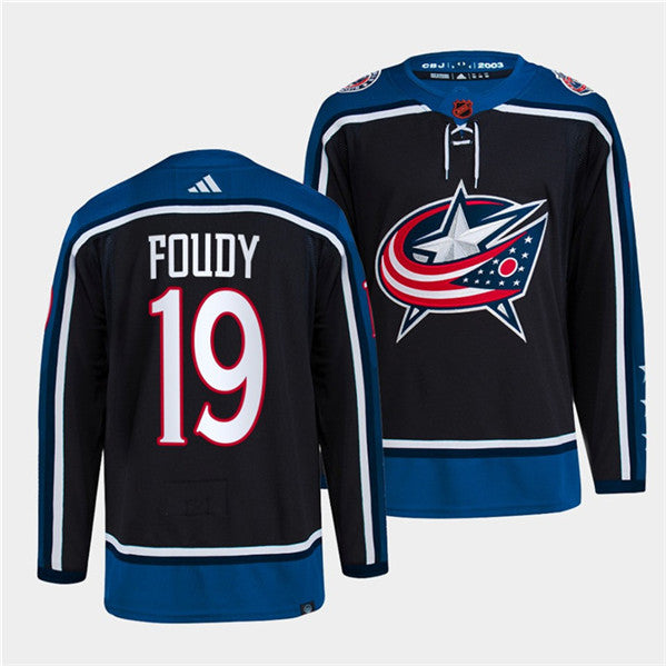 Liam Foudy Columbus Blue Jackets navy Reverse Retro jersey