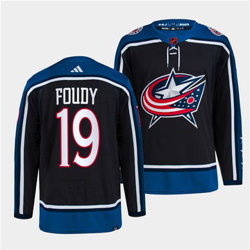 Liam Foudy Columbus Blue Jackets navy Reverse Retro jersey