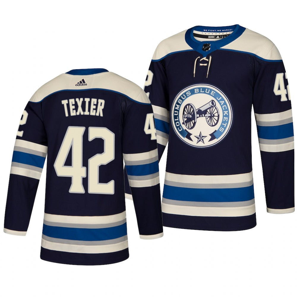 Alexandre Texier Columbus Blue Jackets navy jersey