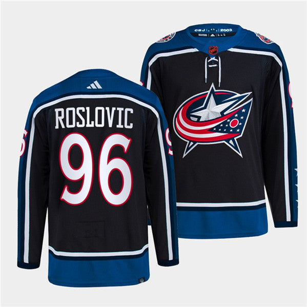 Jack Roslovic Columbus Blue Jackets navy Reverse Retro jersey