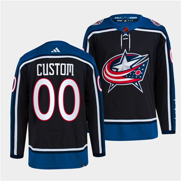 Custom Columbus Blue Jackets navy Reverse Retro jersey