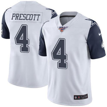 Cowboys 100th #4 Dak Prescott White Rush Jersey