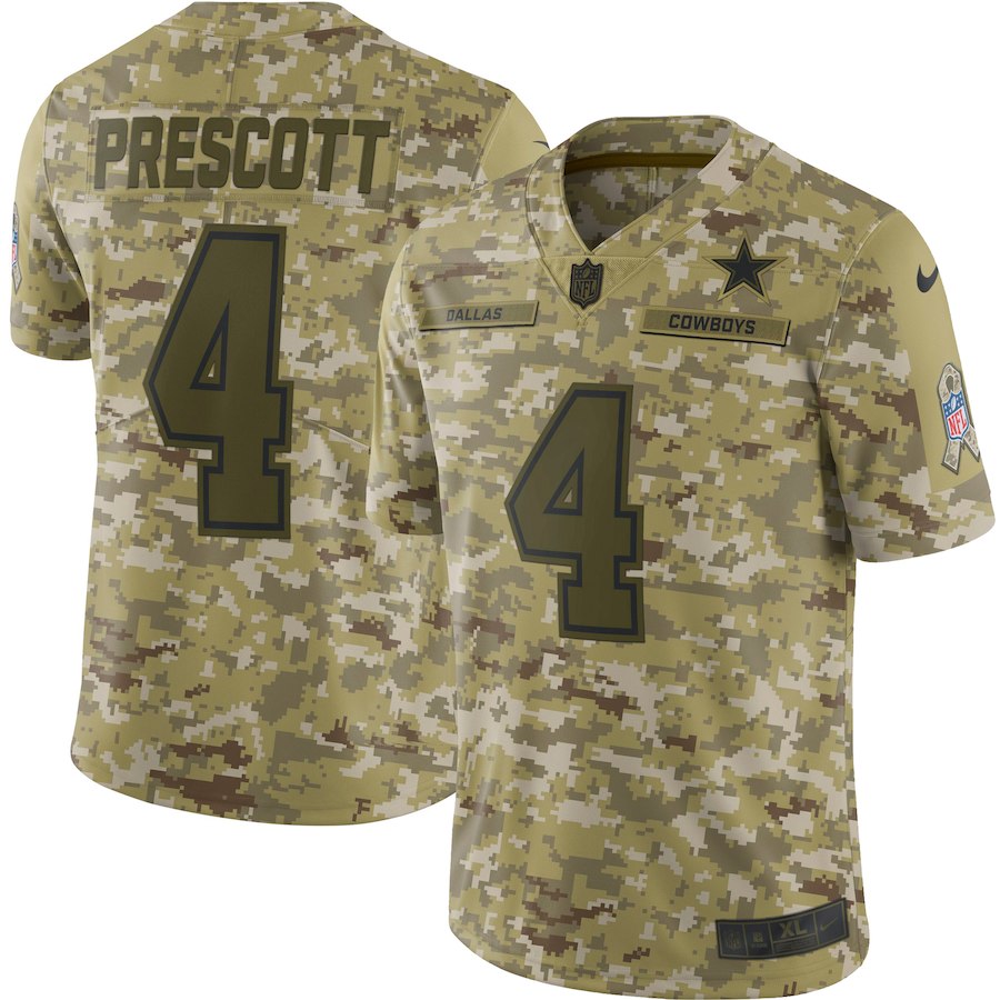 Cowboys #4 Dak Prescott 2018 Camo Salute to Service Jersey