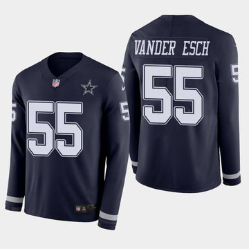 Cowboys #55 Leighton Vander Esch Navy Therma Long Sleeve Jersey