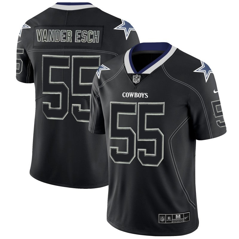 Cowboys #55 Leighton Vander Esch 2018 Lights Out Black Color Rush Jersey