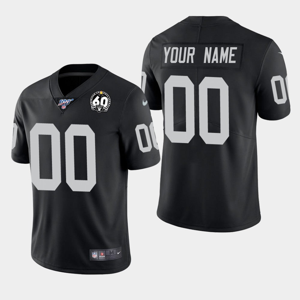 Customized Raiders Black 60th Anniversary 100th Season Jersey