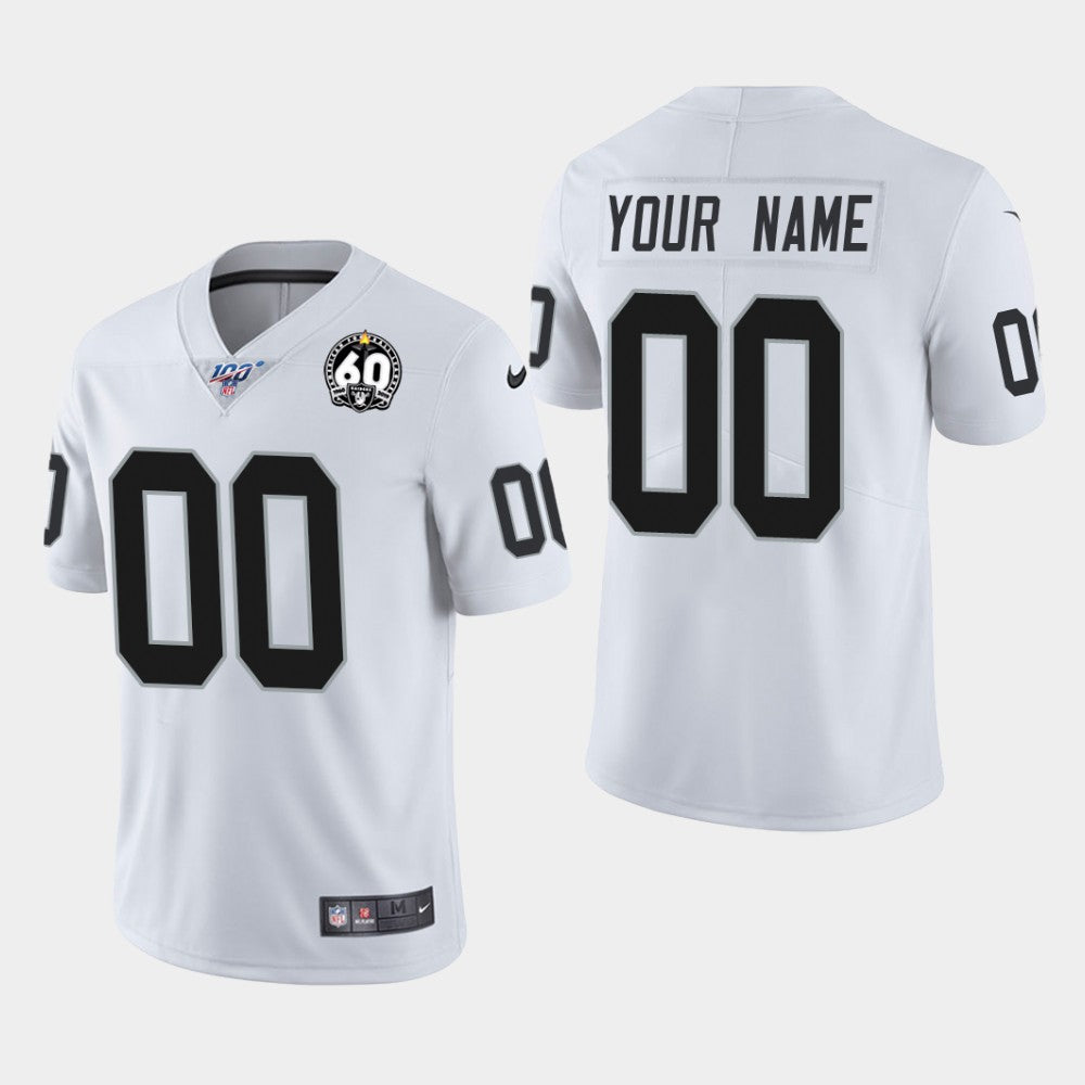 Customized Raiders White 60th Anniversary 100th Season Jersey