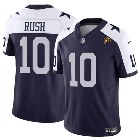 Dallas Cowboys #10 Cooper Rush Navy 2023 FUSE With John Madden Patch Thanksgiving Jersey