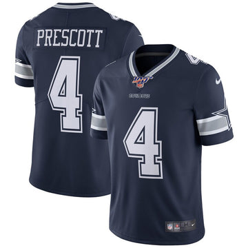 Dallas Cowboys 100th #4 Dak Prescot Navy Jersey