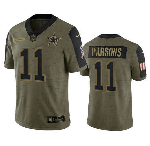 Dallas Cowboys #11 Micah Parsons 2021 Olive Salute To Service Jersey
