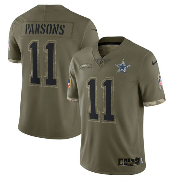 Dallas Cowboys #11 Micah Parsons 2022 Olive Salute To Service Jersey