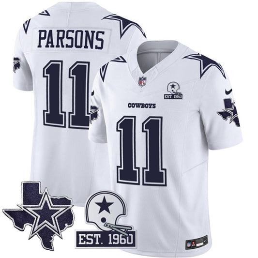 Dallas Cowboys #11 Micah Parsons 2024 White FUSE With Established In 1960 Patch Jersey