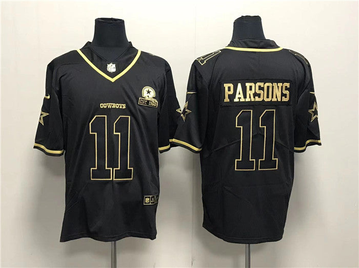 Dallas Cowboys #11 Micah Parsons Black Gold With 1960 Patch Jersey