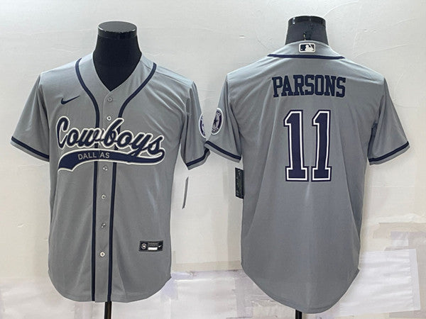 Dallas Cowboys #11 Micah Parsons Grey Baseball Jersey