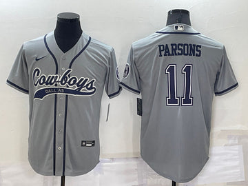 Dallas Cowboys #11 Micah Parsons Grey Baseball Jersey
