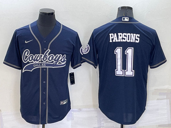 Dallas Cowboys #11 Micah Parsons Navy Baseball Jersey