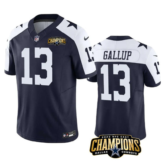 Dallas Cowboys #13 Michael Gallup Navy-White 2023 FUSE NFC East Champions Patch Jersey