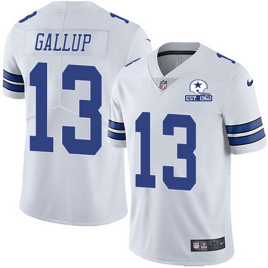 Dallas Cowboys #13 Michael Gallup White With Est 1960 Patch Jersey