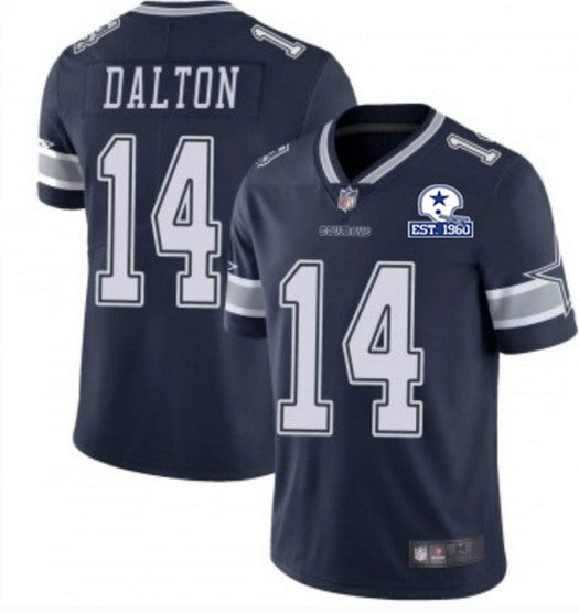 Dallas Cowboys #14 Andy Dalton Navy With Est 1960 Patch Jersey
