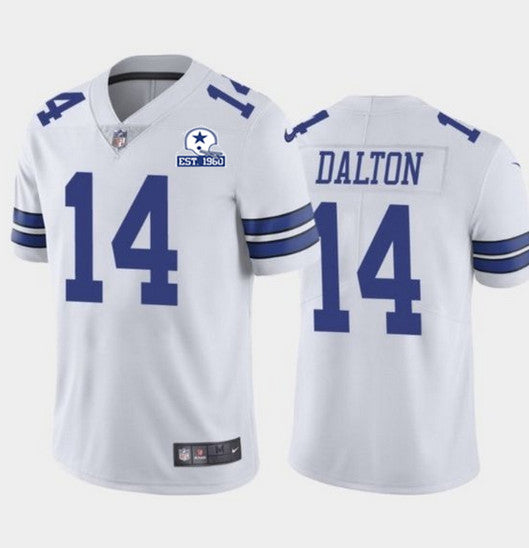 Dallas Cowboys #14 Andy Dalton White With Est 1960 Patch Jersey
