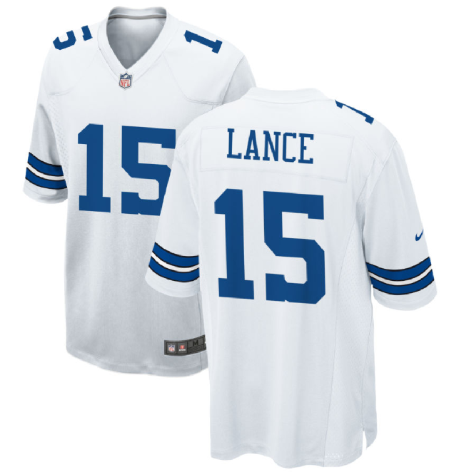 Dallas Cowboys #15 Trey Lance White Football Game Jersey