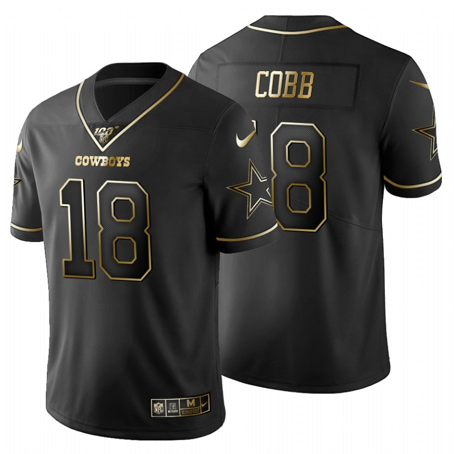 Dallas Cowboys #18 Randall Cobb Black Golden Jersey