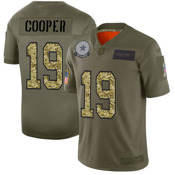 Dallas Cowboys #19 Amari Cooper 2019 Olive-Camo Salute To Service Jersey