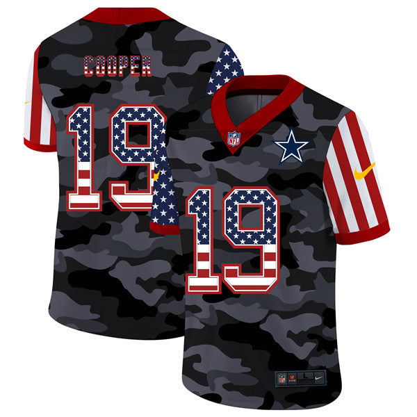 Dallas Cowboys #19 Amari Cooper 2020 Camo USA Flag Jersey