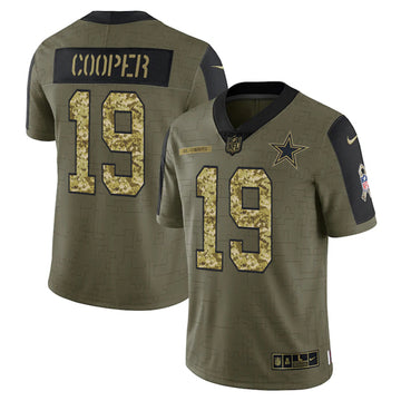 Dallas Cowboys #19 Amari Cooper 2021 Olive Camo Salute To Service Jersey