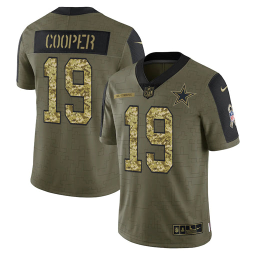 Dallas Cowboys #19 Amari Cooper 2021 Olive Camo Salute To Service Jersey