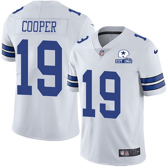 Dallas Cowboys #19 Amari Cooper White With Est 1960 Patch Jersey