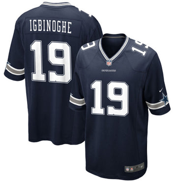 Dallas Cowboys #19 Noah Igbinoghene Navy Football Game Jersey