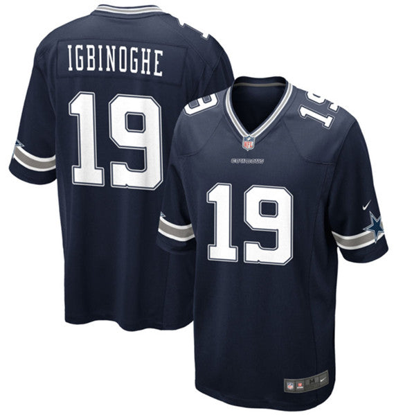 Dallas Cowboys #19 Noah Igbinoghene Navy Football Game Jersey