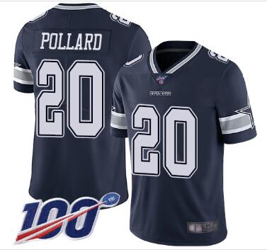 Dallas Cowboys #20 Tony Pollard 2019 Blue 100th Season Jersey