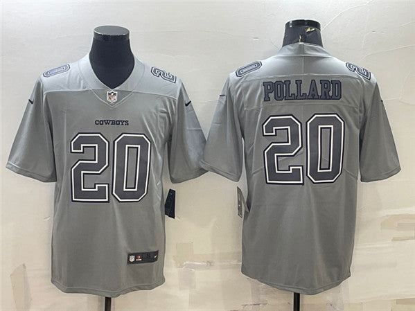 Dallas Cowboys #20 Tony Pollard Gray Atmosphere Fashion Jersey