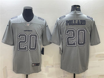 Dallas Cowboys #20 Tony Pollard Gray Atmosphere Fashion Jersey