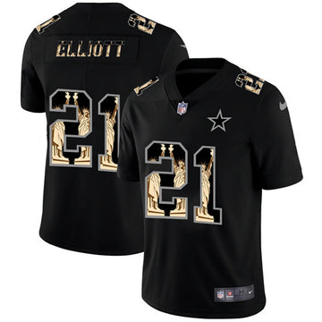 Dallas Cowboys #21 Ezekiel Elliott 2019 Black Statue Of Liberty Jersey