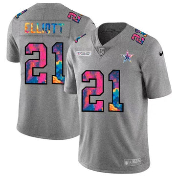 Dallas Cowboys #21 Ezekiel Elliott 2020 Grey Crucial Catch Jersey