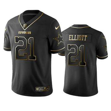 Dallas Cowboys #21 Ezekiel Elliott Black 2019 Golden Edition Jersey