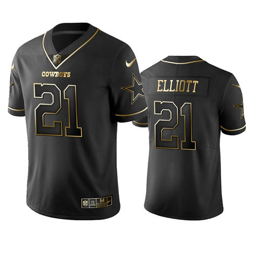 Dallas Cowboys #21 Ezekiel Elliott Black 2019 Golden Edition Jersey
