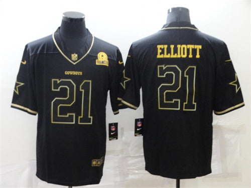 Dallas Cowboys #21 Ezekiel Elliott Black Golden Edition Jersey