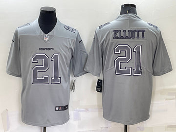 Dallas Cowboys #21 Ezekiel Elliott Gray Atmosphere Fashion Jersey